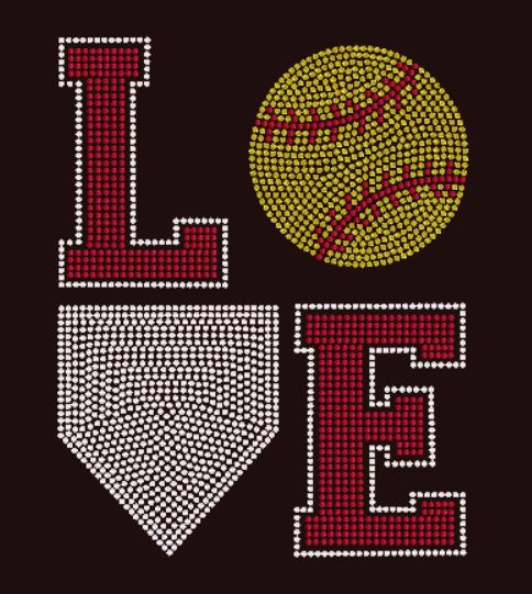 LOVE Baseball/Softball Spangle Design - Choose your apparel