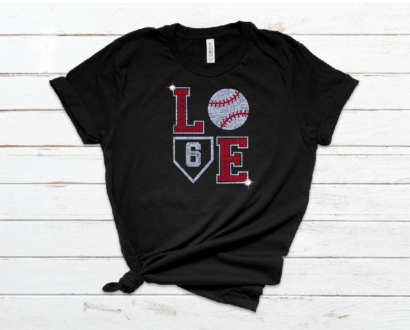 LOVE Baseball/Softball Spangle Design - Choose your apparel