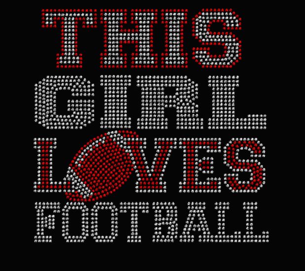 This Girl Loves Football - Red/Silver Spangles - Choose your apparel